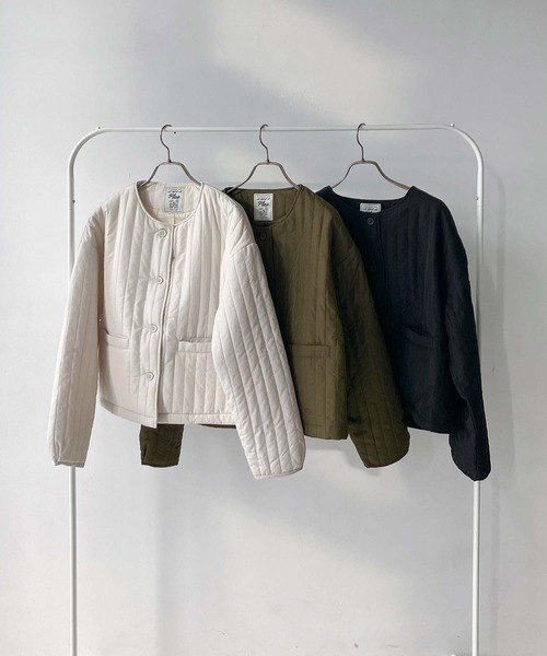 AS KNOW AS plus（アズノゥアズプラス）の「♪ノーカラーキルティングジャケット（ノーカラージャケット・レディース・ブラック/カーキ/アイボリー・FREE）」の14枚目の写真