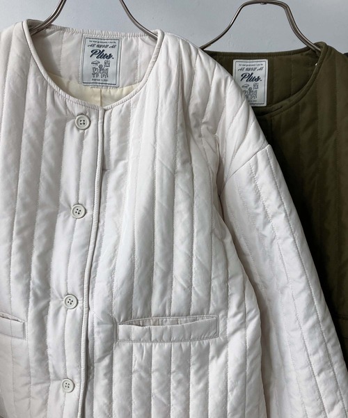 セール】♪ノーカラーキルティングジャケット（ノーカラージャケット