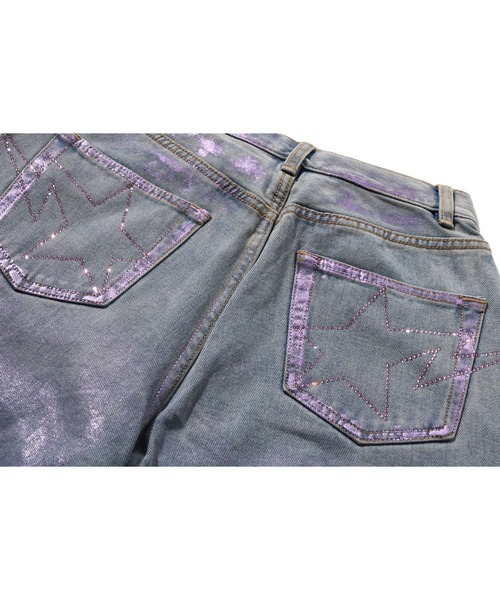 A BATHING APE（アベイシングエイプ）の「FOIL WASHED ONE POINT RELAXED FIT DENIM PANTS（デニムパンツ・レディース・ライトインディゴブルー・XX-SMALL/X-SMALL）」の4枚目の写真