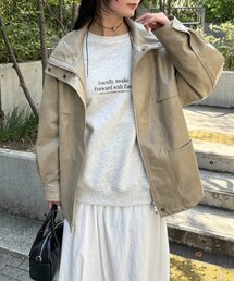 mystic 【2024AW】ブルゾンジャケット mystic 【2024AW/トレンドアウター】フェイクレザーブルゾン サイズ1