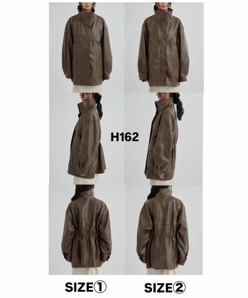 mystic（ミスティック）の「【2サイズ展開/ウエストが絞れるのが嬉しい！】ドロストフェイクレザーブルゾン（ブルゾン・レディース・ブラウン/ベージュ・2/1）」の4枚目の写真