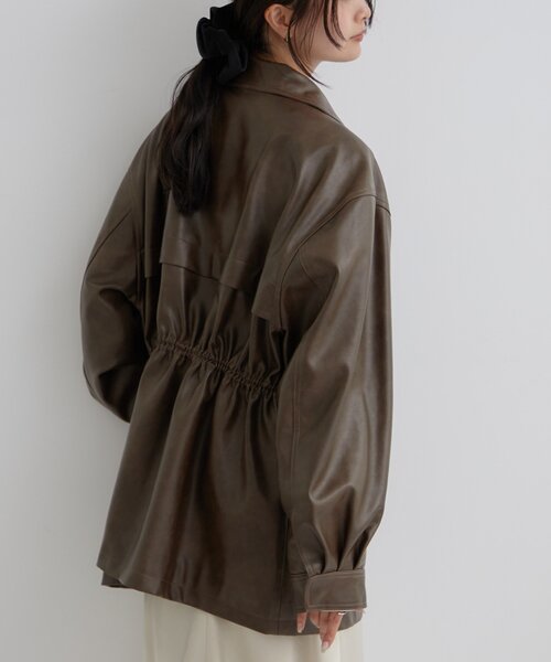 2サイズ展開/ウエストが絞れるのが嬉しい！】ドロストフェイクレザー