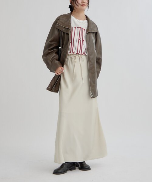 mystic（ミスティック）の「【2サイズ展開/ウエストが絞れるのが嬉しい！】ドロストフェイクレザーブルゾン（ブルゾン・レディース・ブラウン/ベージュ・2/1）」の18枚目の写真