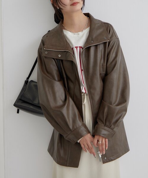 2サイズ展開/ウエストが絞れるのが嬉しい！】ドロストフェイクレザー