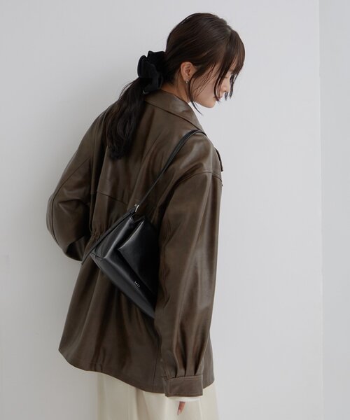 2サイズ展開/ウエストが絞れるのが嬉しい！】ドロストフェイクレザー