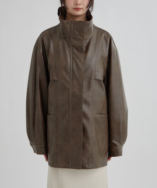 2サイズ展開/ウエストが絞れるのが嬉しい！】ドロストフェイクレザー