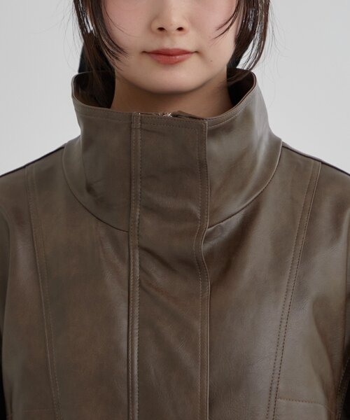 2サイズ展開/ウエストが絞れるのが嬉しい！】ドロストフェイクレザー