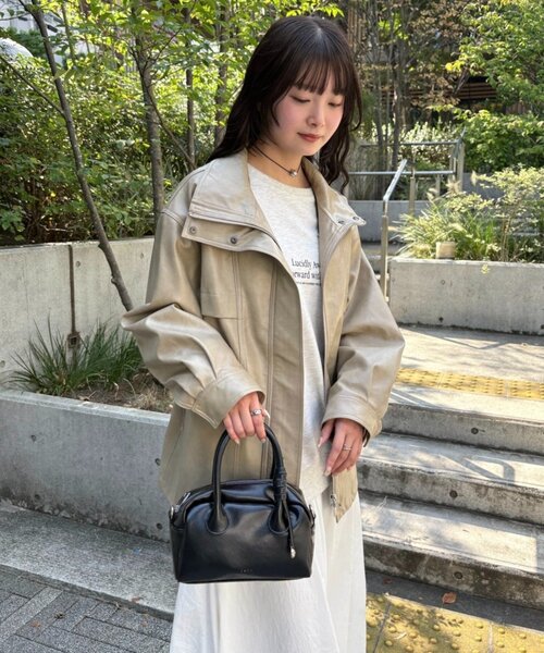 2サイズ展開/ウエストが絞れるのが嬉しい！】ドロストフェイクレザー