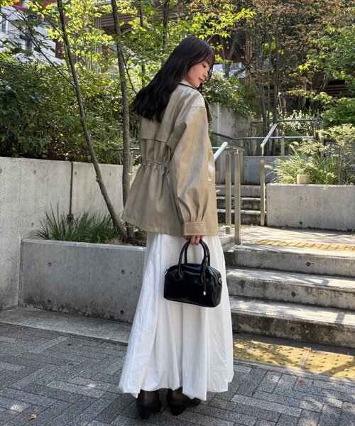 2サイズ展開/ウエストが絞れるのが嬉しい！】ドロストフェイクレザー