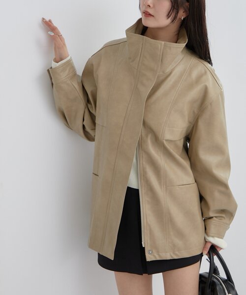 2サイズ展開/ウエストが絞れるのが嬉しい！】ドロストフェイクレザー