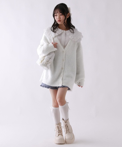 repipi armario（レピピ アルマリオ）の「【girly line】BIGエリブラウス（シャツ/ブラウス・キッズ・サックスブルー/ブラック/オフホワイト・LARGE/MEDIUM/SMALL）」の5枚目の写真