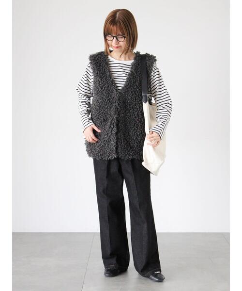 Lugnoncure（ルノンキュール）の「ミドルボアベスト（ベスト・レディース・チャコールグレー/オフホワイト/モカ・F）」の5枚目の写真