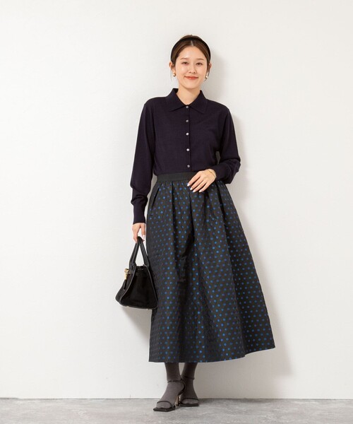 NOLLEY’S（ノーリーズ）の「《手洗い可能》16Gマレー襟付きカーディガン（カーディガン/ボレロ・レディース・ネイビー/サックスブルー/サーモンピンク/グレー・38）」の15枚目の写真