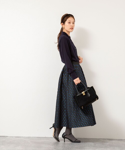 NOLLEY’S（ノーリーズ）の「《手洗い可能》16Gマレー襟付きカーディガン（カーディガン/ボレロ・レディース・ネイビー/サックスブルー/サーモンピンク/グレー・38）」の18枚目の写真