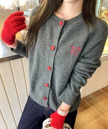 【Y2Kガーリー】レトロニットカーディガン(刺繍×ハートボタン)