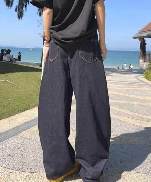WESTSEA(ウエストシー)の「マスコットチャーム付き ペイントデザイン バギーデニムパンツ(デニムパンツ・レディース・ブルー/ワンウォッシュ・S/M/L)」の8枚目の写真
