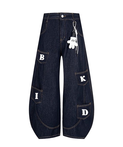 WESTSEA(ウエストシー)の「マスコットチャーム付き ペイントデザイン バギーデニムパンツ(デニムパンツ・レディース・ブルー/ワンウォッシュ・S/M/L)」の9枚目の写真