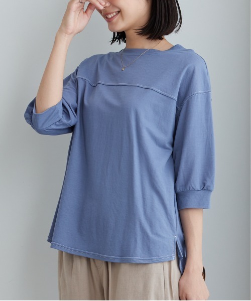 BELLUNA PLUS(ベルーナ)の「配色ステッチデザインプルオーバー(Tシャツ/カットソー・レディース・ベージュ/ブルー・LARGE/MEDIUM/X-LARGE)」の13枚目の写真
