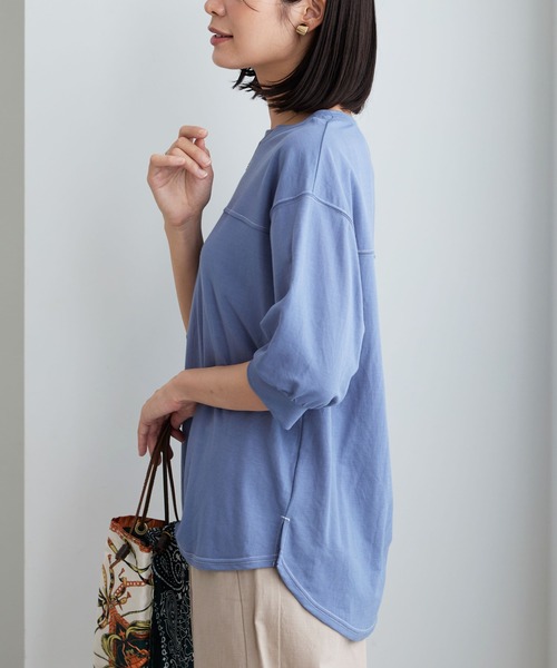 BELLUNA PLUS(ベルーナ)の「配色ステッチデザインプルオーバー(Tシャツ/カットソー・レディース・ベージュ/ブルー・LARGE/MEDIUM/X-LARGE)」の14枚目の写真