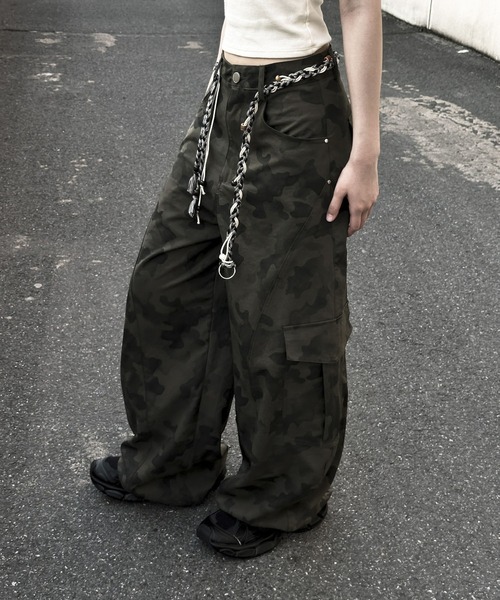 HADES カモフラージュ カーゴパンツ カーゴパンツ カモフラ サイドライン / Camouflage Sideline Cargo