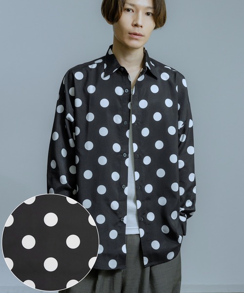 improves（インプローブス）の「ドットパターン オーバーサイズ 長袖 レギュラーシャツ（シャツ/ブラウス・メンズ・ブラック/ブラック系・X-LARGE/LARGE/MEDIUM/SMALL）」の2枚目の写真