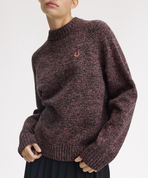 FRED PERRY(フレッドペリー)の「Twisted Marl Mock Neck Jumper/メランジモックネックニット(ニット/セーター・レディース・イエロー/ピンク・10)」の1枚目の写真