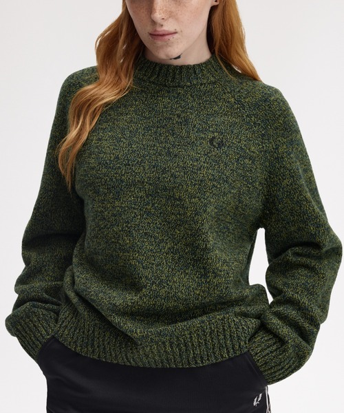 FRED PERRY(フレッドペリー)の「Twisted Marl Mock Neck Jumper/メランジモックネックニット(ニット/セーター・レディース・イエロー/ピンク・10)」の2枚目の写真