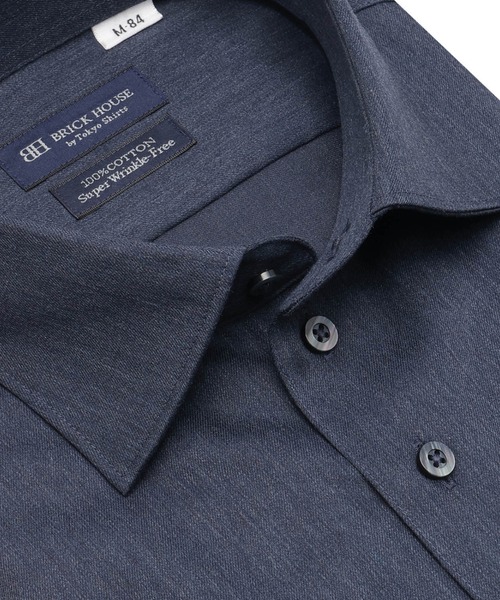 TOKYO SHIRTS(トウキョウシャツ)の「【超形態安定】 形態安定ノンアイロン ワイド 長袖ビジネスワイシャツ(ビジネスシャツ・メンズ・ネイビー・首回り39cm-裄丈80cm/首回り39cm-裄丈84cm/首回り41cm-裄丈82cm/首回り41cm-裄丈86cm/首回り42cm-裄丈82cm/首回り42cm-裄丈86cm/首回り43cm-裄丈82cm/首回り43cm-裄丈86cm/首回り37cm-裄丈80cm)」の2枚目の写真