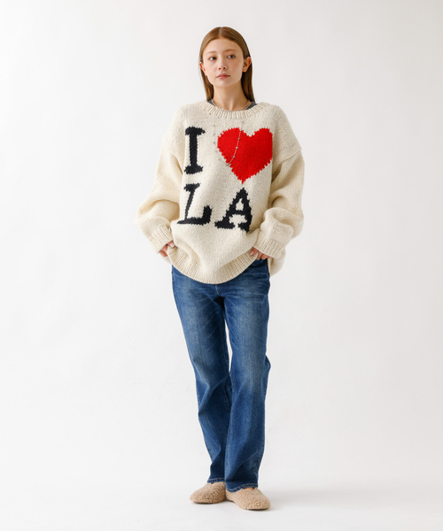 THRIFTY LOOK(スリフティールック)の「【THRIFTY LOOK/スリフティールック】ハンドニット / "I LOVE LA" / クルーネックセーター / ペルー製(ニット/セーター・レディース・アイボリー・フリー)」の3枚目の写真