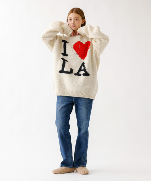 THRIFTY LOOK(スリフティールック)の「【THRIFTY LOOK/スリフティールック】ハンドニット / "I LOVE LA" / クルーネックセーター / ペルー製(ニット/セーター・レディース・アイボリー・フリー)」の6枚目の写真