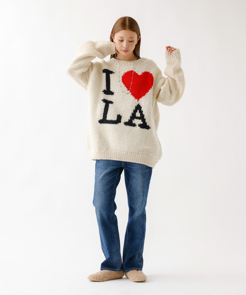 THRIFTY LOOK(スリフティールック)の「【THRIFTY LOOK/スリフティールック】ハンドニット / "I LOVE LA" / クルーネックセーター / ペルー製(ニット/セーター・レディース・アイボリー・フリー)」の7枚目の写真