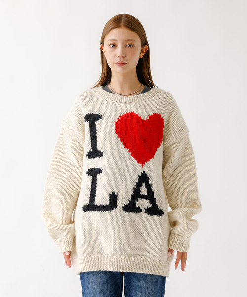 THRIFTY LOOK(スリフティールック)の「【THRIFTY LOOK/スリフティールック】ハンドニット / "I LOVE LA" / クルーネックセーター / ペルー製(ニット/セーター・レディース・アイボリー・フリー)」の9枚目の写真