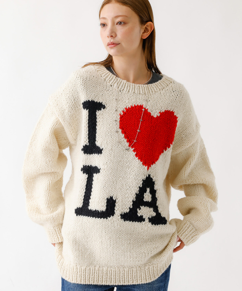 THRIFTY LOOK(スリフティールック)の「【THRIFTY LOOK/スリフティールック】ハンドニット / "I LOVE LA" / クルーネックセーター / ペルー製(ニット/セーター・レディース・アイボリー・フリー)」の5枚目の写真