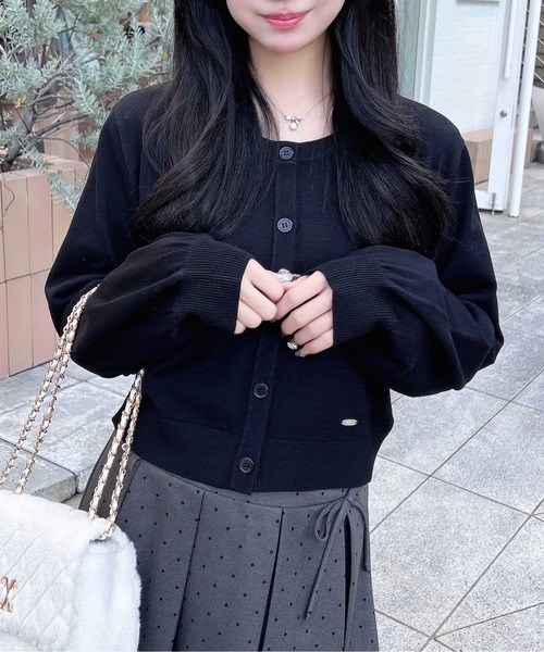 INGNI（イング）の「プレート付ニットカーディガン（カーディガン/ボレロ・レディース・グレー/アイボリー/ブラック/ピンク/ボルドー・M）」の12枚目の写真