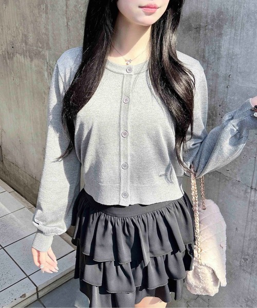 INGNI（イング）の「プレート付ニットカーディガン（カーディガン/ボレロ・レディース・グレー/アイボリー/ブラック/ピンク/ボルドー・M）」の17枚目の写真