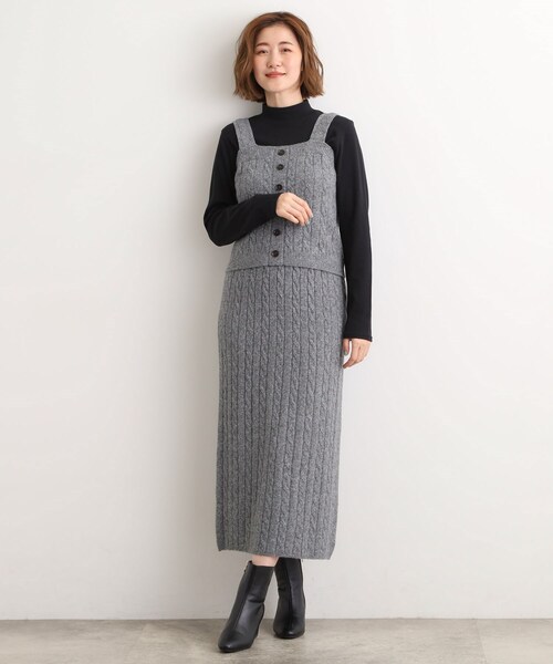 grove（グローブ）の「【吸湿発熱】秋冬のレイヤードを格上げ　コットンハイネックプルオーバー（Tシャツ/カットソー・レディース・ダークグレー/ブラック/オフホワイト・02/03/01/05/04）」の15枚目の写真