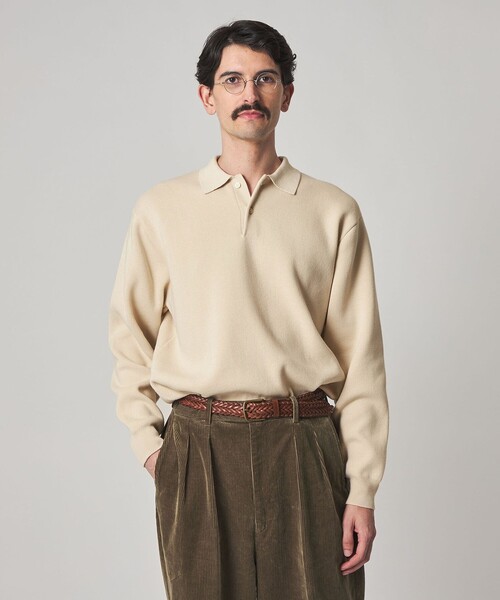 アミパリ　ニット　ベージュ Steven Alan＞ T/C ミラノリブ ポロカラー ニット（ニット/セーター
