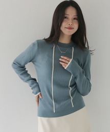 HER CLOSET | 【HER CLOSET】バイカラーハイゲージリブニットプルオーバー BI-COLOR HIGH GAUGE KNIT RIB KNIT PULLOVER(ニット/セーター)
