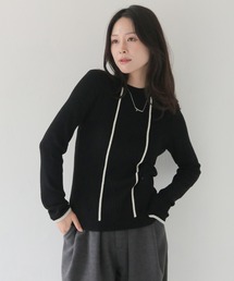 【HER CLOSET】バイカラーハイゲージリブニットプルオーバー BI-COLOR HIGH GAUGE KNIT RIB KNIT PULLOVER