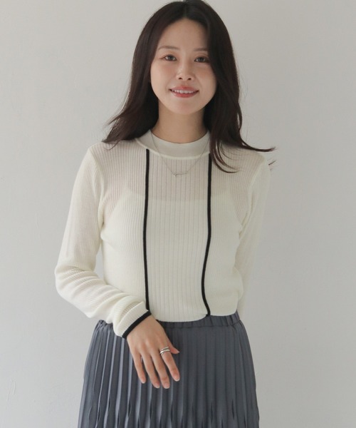 HER CLOSET（ハークローゼット）の「【HER CLOSET】バイカラーハイゲージリブニットプルオーバー BI-COLOR HIGH GAUGE KNIT RIB KNIT PULLOVER（ニット/セーター・レディース・ネイビー/ブラック/ライトブルー/オフホワイト・M）」の19枚目の写真