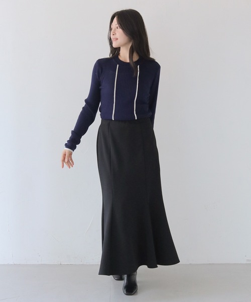 HER CLOSET（ハークローゼット）の「【HER CLOSET】バイカラーハイゲージリブニットプルオーバー BI-COLOR HIGH GAUGE KNIT RIB KNIT PULLOVER（ニット/セーター・レディース・ネイビー/ブラック/ライトブルー/オフホワイト・M）」の15枚目の写真