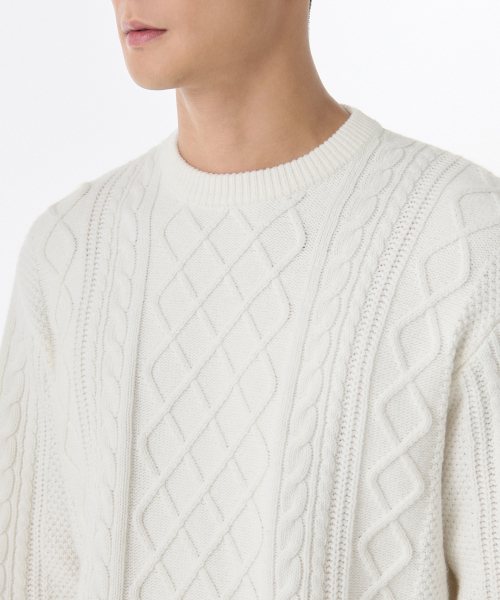 MUSINSA STANDARD（ムシンサスタンダード）の「アランケーブルクルーネックニット[ホワイト]（ニット/セーター・メンズ・その他・XX-LARGE/LARGE/MEDIUM/X-LARGE）」の3枚目の写真