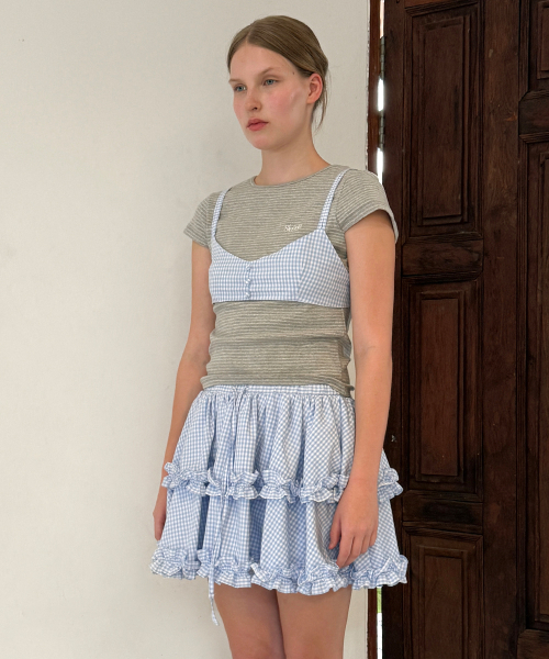 SINOON(シヌーン)の「Double Frill Skirt (Blue)(スカート・レディース・ブルー・FREE)」の1枚目の写真