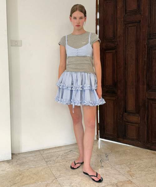 SINOON(シヌーン)の「Double Frill Skirt (Blue)(スカート・レディース・ブルー・FREE)」の2枚目の写真