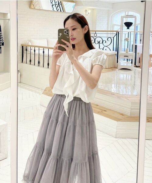 SINOON(シヌーン)の「Double Frill Skirt (Blue)(スカート・レディース・ブルー・FREE)」の5枚目の写真