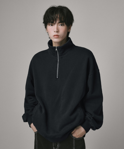Verdnt（バーダント）の「ガーメントダイ ハーフジップ フリース スウェット Tシャツ [ブラック]（スウェット・レディース・その他・SMALL/MEDIUM/LARGE）」の3枚目の写真