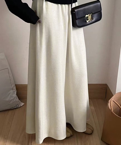 LOWO(ロワ)の「Aライン フレア ロングスカート 冬 秋冬 レディース ウエストゴム(スカート・レディース・ブラック/オフホワイト/イエロー/ブラウン・L/M)」の5枚目の写真