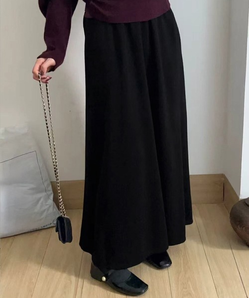 LOWO(ロワ)の「Aライン フレア ロングスカート 冬 秋冬 レディース ウエストゴム(スカート・レディース・ブラック/オフホワイト/イエロー/ブラウン・L/M)」の12枚目の写真