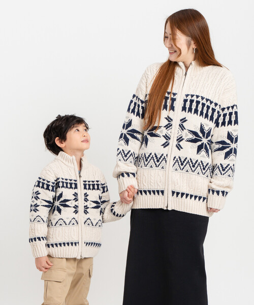 COMME CA ISM(コムサイズム)の「【雑誌掲載商品】雪柄 モールニット ジップアップ ブルゾン(ニット/セーター・キッズ・ブラック/アイボリー/ブルー・130cm/120cm/150cm)」の5枚目の写真