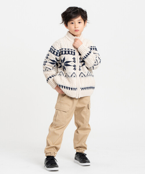 COMME CA ISM(コムサイズム)の「【雑誌掲載商品】雪柄 モールニット ジップアップ ブルゾン(ニット/セーター・キッズ・ブラック/アイボリー/ブルー・130cm/120cm/150cm)」の6枚目の写真